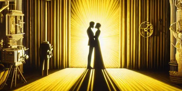 A split illustration showing the evolution of adult cinema from vintage black-and-white films to vibrant modern storytelling.