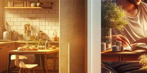 A cozy apartment scene depicting a thoughtful man and his sister-in-law engaging in lighthearted activities, hinting at their evolving relationship.