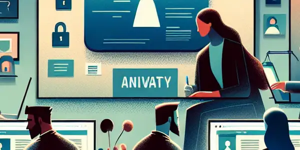 A diverse group of creators collaborates in a digital workspace focused on safe and private adult content submission.